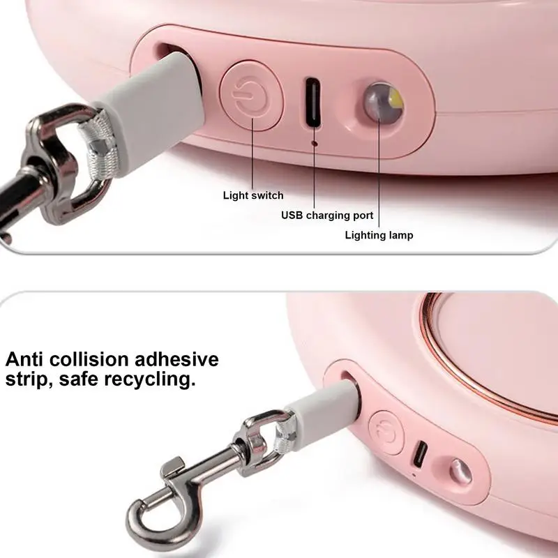 Retractable Dog Leashes Nylon Tape Large Dog Leashes With Led Light Ergonomic Handle Highly Elastic Automatic Telescopic Single 2