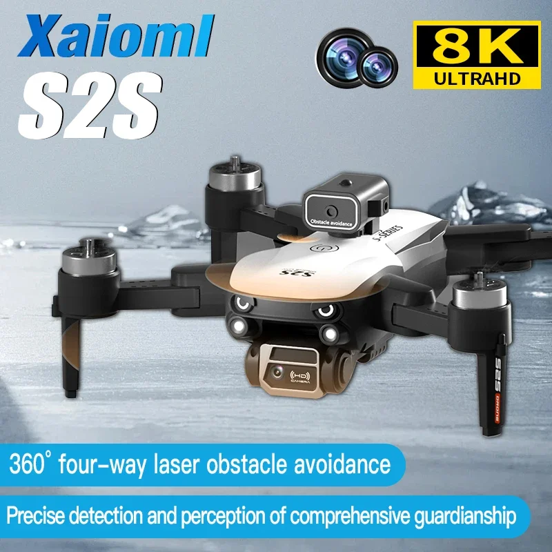 

New S2S Drone 8K HD Dual Camera Brushless Motor Obstacle Avoidance Dron RC Helicopter Foldable Quadcopter Toy For Xiaomi