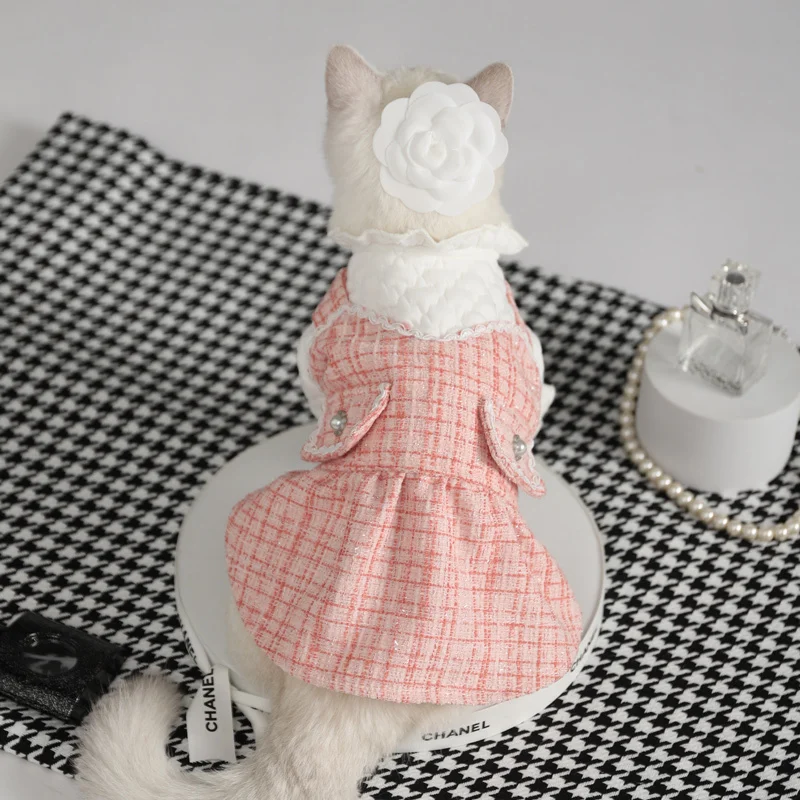 Animali domestici Cosplay abbigliamento per gatti caldo autunno inverno Pet Cat Anti-hair Kitten Silver Gradual Layer British Short Blue Cat Skirt