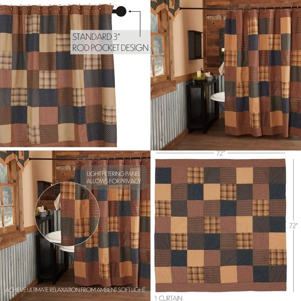

Red Patriotic Square Shower Curtain, 72 x 72 Bath Decor