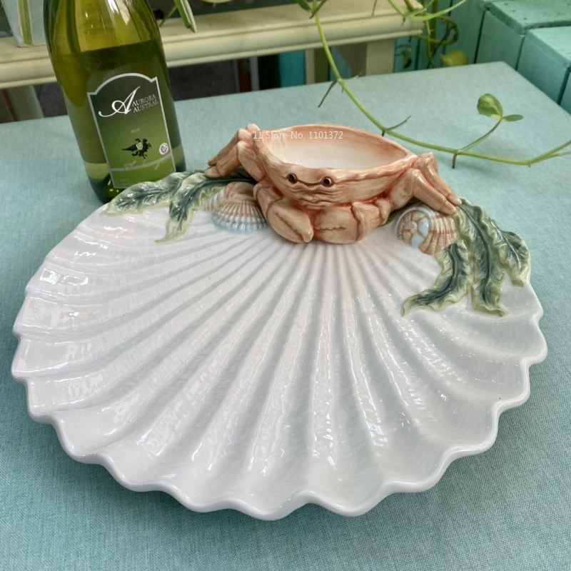 

Crab Shaped Plate Household Shell Dumpling Plate Dippable Vinegar Seasoning Tray Home Furnishings Serving Dishes Sets