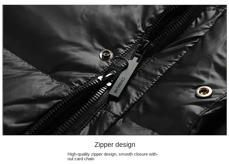 Luxury Winter Men Down Jacket High Quality Thick Waterproof Thermal Puffer Ski Man Lengthened Solid Color Short Hooded Warm Coat