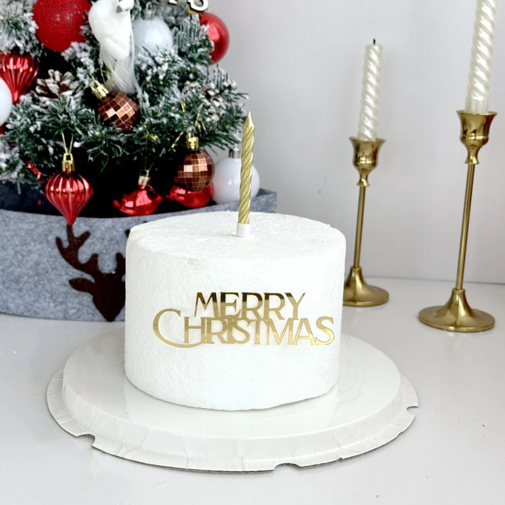 3 Stück Gold Silber Acryl Frohe Weihnachten Kuchen Dekoration für Weihnachten Neujahr Thema Party Kuchen Topper Dekorationen Lieferungen – Detail 4