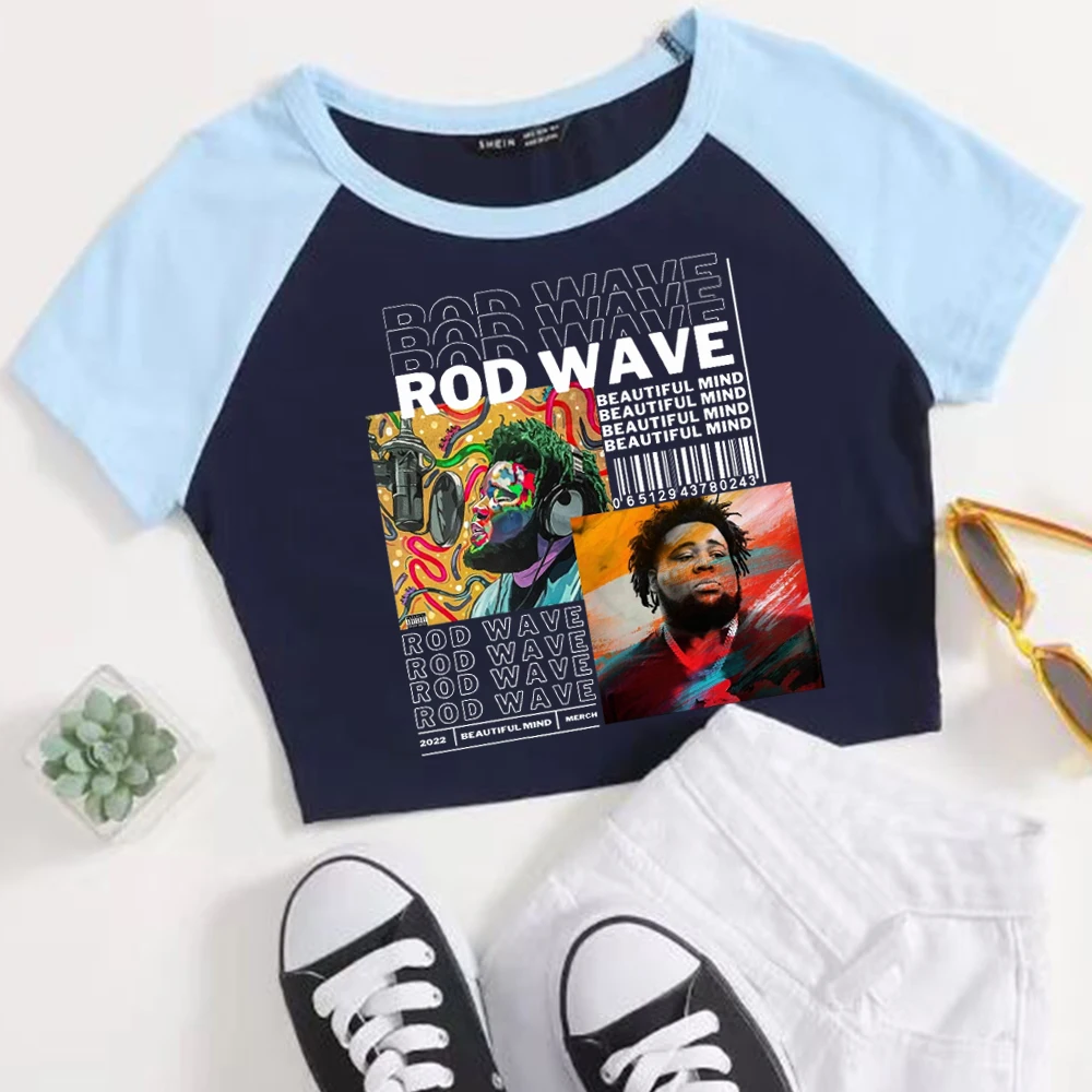 Rod Wave Woman's Crop T-Shirt Popular Music Girls Fashion O-Neck Short Sleeves Shirts