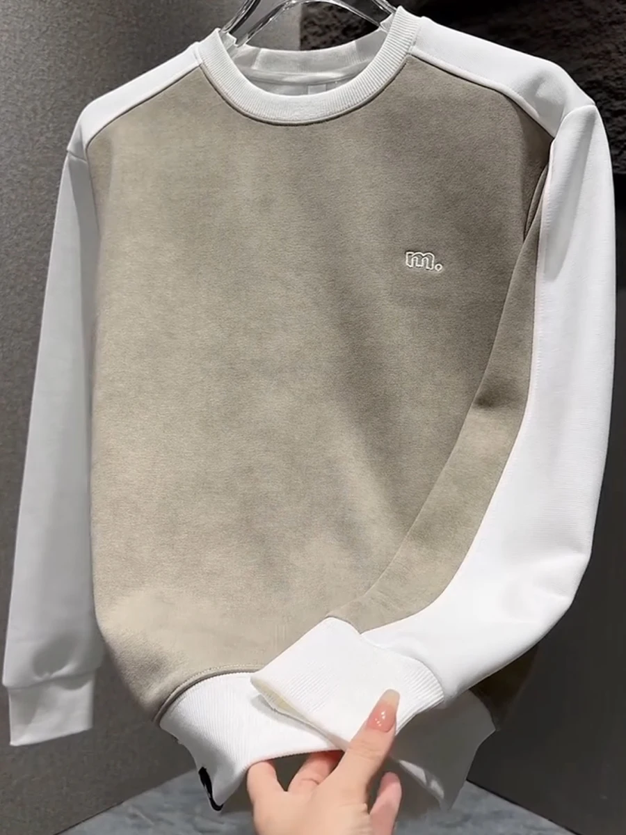 

Мужской модный универсальный свободный удобный однотонный классический свитшот с длинными рукавами и круглым вырезом Haome