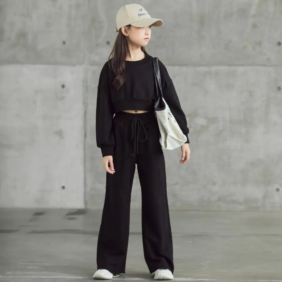 2022 teens spring summer Kids tracksuit Children Girls Clothes Casual T-Shirt + wide leg Pants Suit Teenager 5 6 7 10 11 12 year