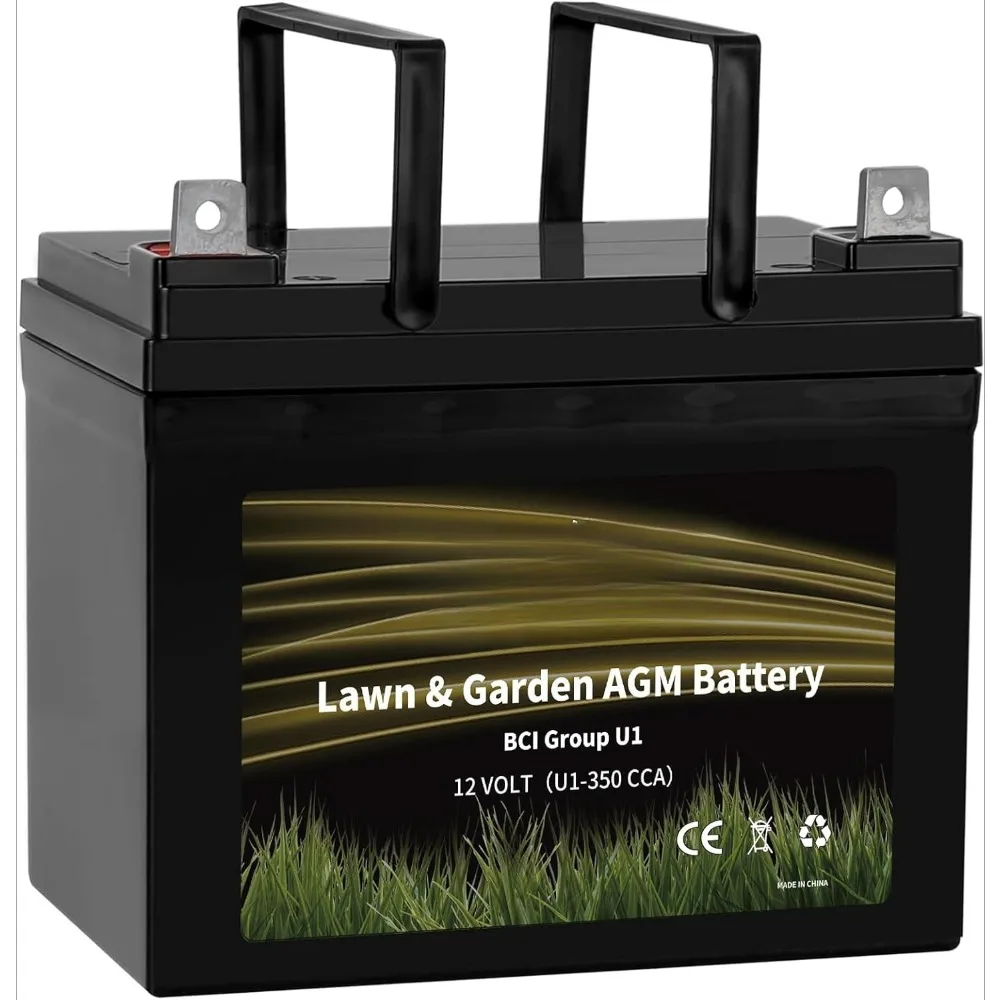 

Lawn Garden AGM Battery, 12V 350CCA BCI Group U1 SLA Starting Battery for Lawn, Tractors and Mowers, Compatible
