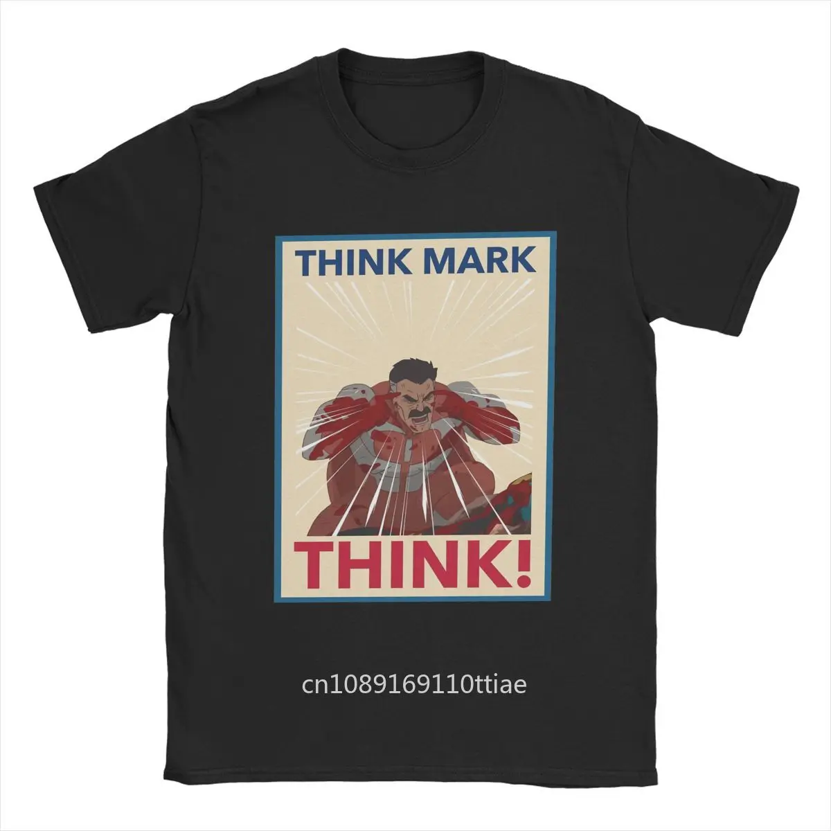 Men's THINK MARK THINK Invincible Omniman T Shirts Cotton Clothes Humorous Short Sleeve Crew Neck Tee Shirt Plus Size T-Shirt