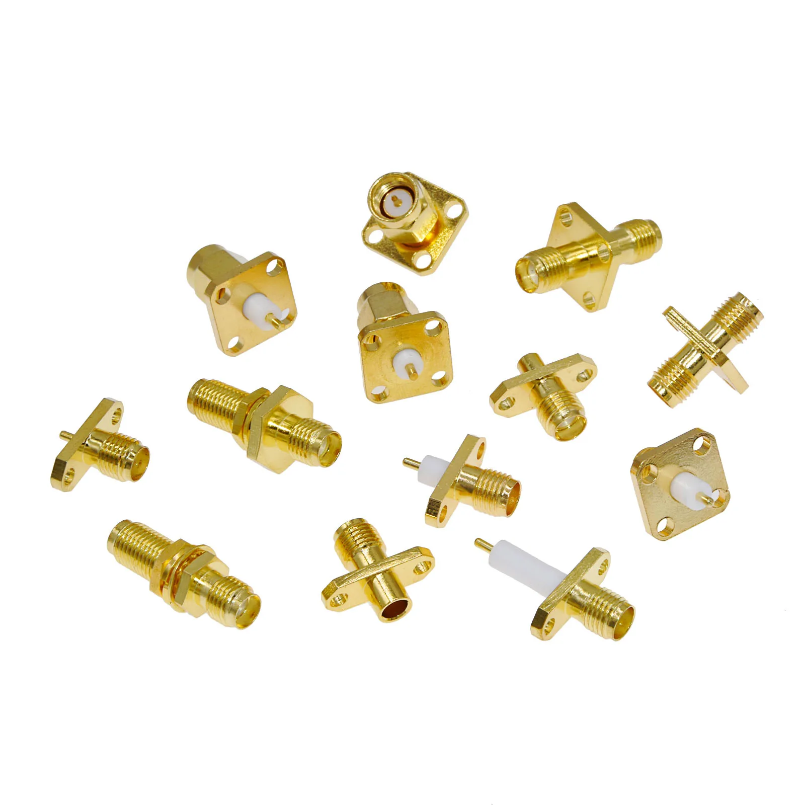 1PC SMA ชาย/หญิง RF COAX Connector แผง Mount หน้าแปลนแชสซีบัดกรีโพสต์ Wire Terminal ADAPTER Goldplated ขายส่ง