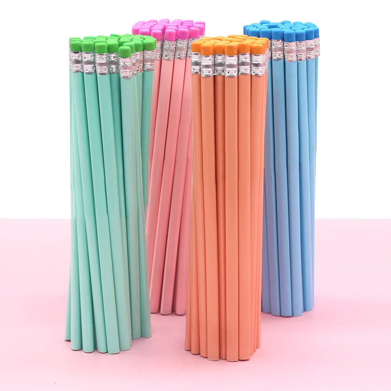 Personalized Engraved School Students Writing Stationery Wooden Pencil HB Pencil with Eraser Children's Kids Study Pencil Pen