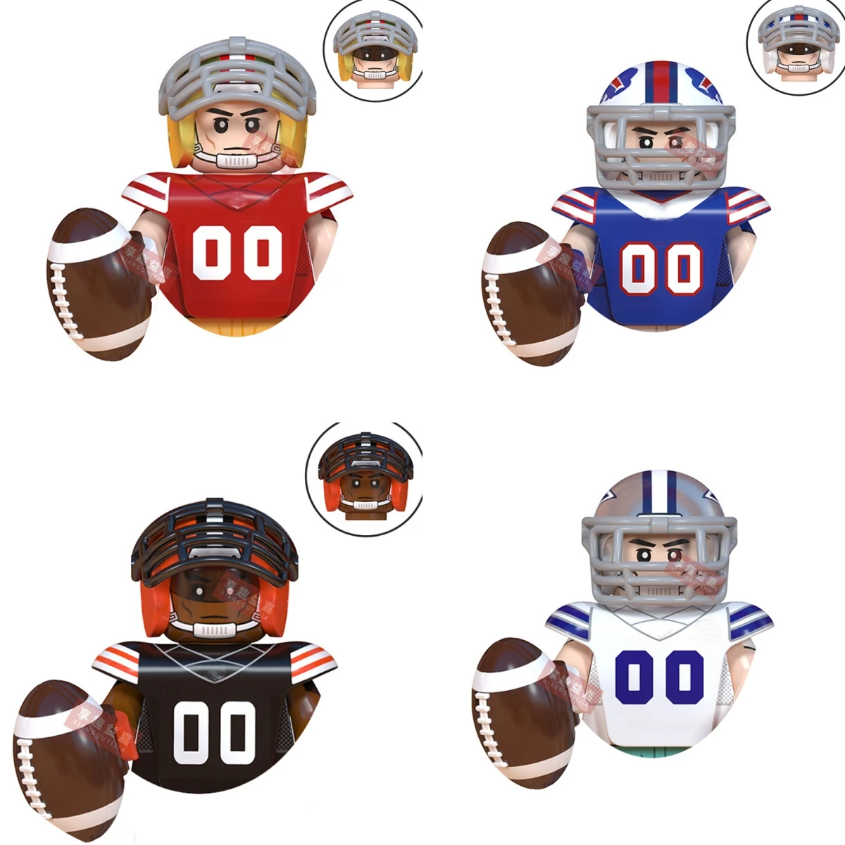 Modell-Bausteine für American Football Stars, Sport-Rugby-Spieler, Helm, Trophäe, Mini-Actionfiguren, Spielzeug für Geburtstagsgeschenke, Kinder