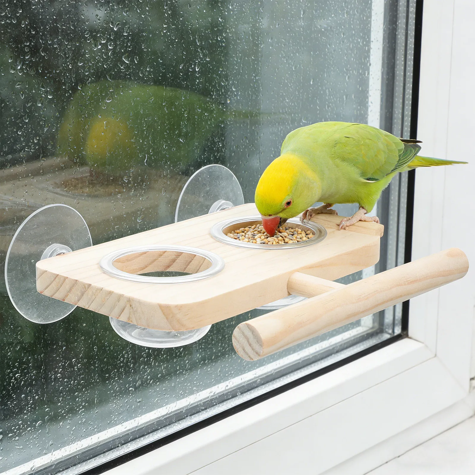 

Heavy Duty Suction Cup Bird Feeder Easy Install Refillable Transparent Design for Windows Balconies Patios Wild Bird Attracting