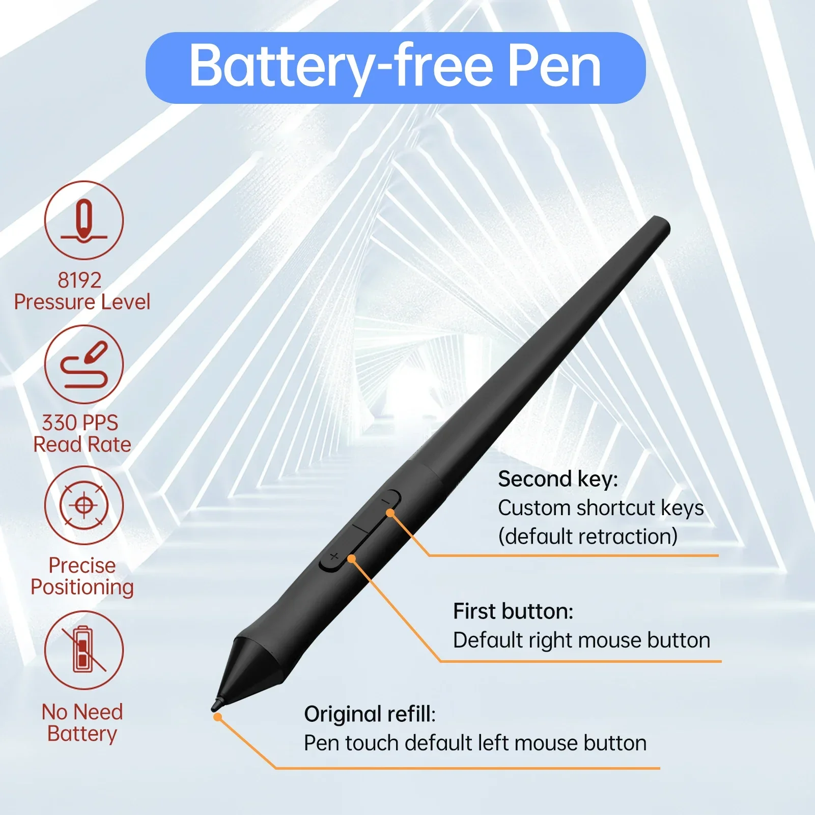 VINSA T1161 tableta de dibujo gráfico lápiz óptico ultrafino 8 puntas creación de arte boceto 8192 niveles presión sin batería personalizado