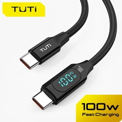 Kabel TUTI typu C do typu C 100W PD szybka ładowarka wyświetlacz kabel USB C do USB C do macbooka iPad Samsung POCO F3 Realme