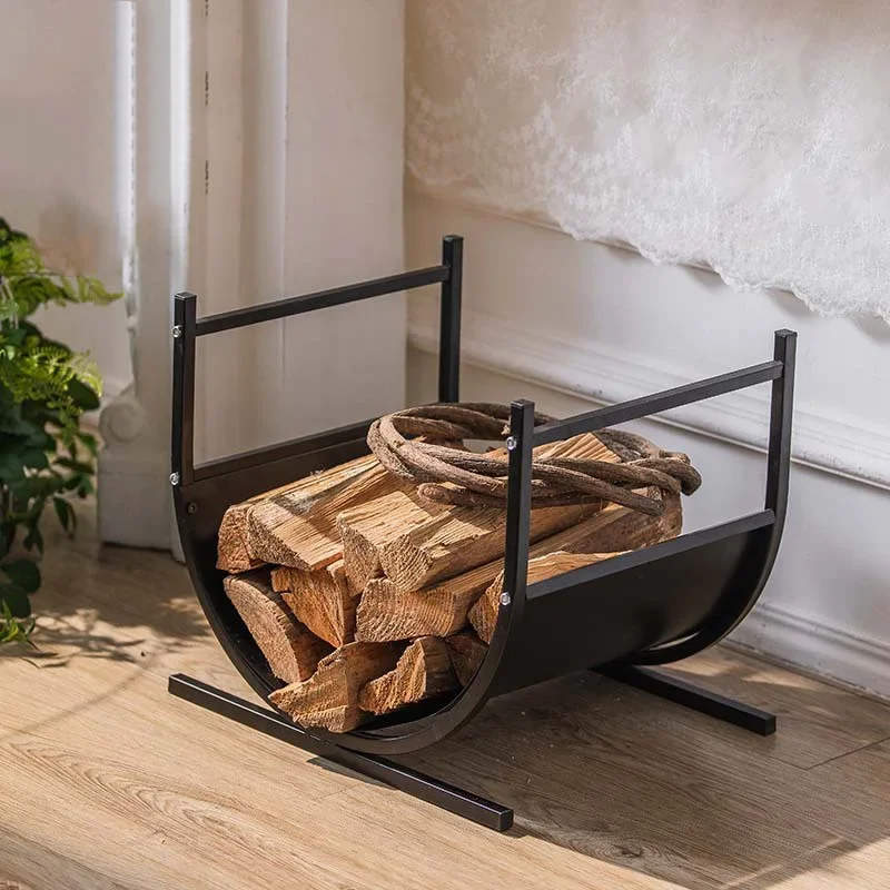 Firewood rack Indoor wood stacking rack Home fireplace storage bracket Simple firewood rack