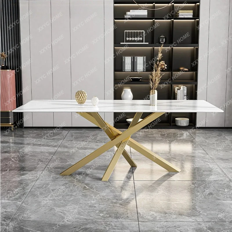 

LX rock slab dining table and chair combination home Internet celebrity marble dining table bar table