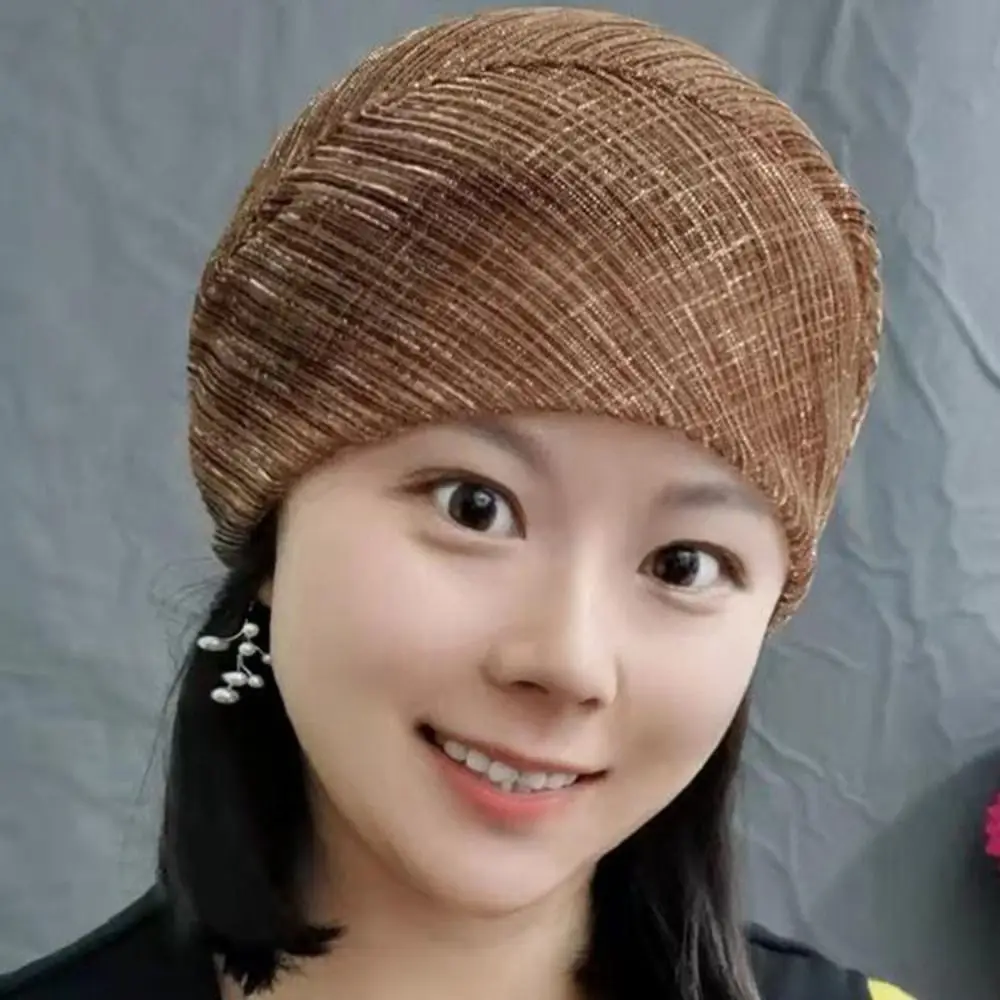 

Fashion Lace Turban Hats Elegant Muslim Headscarf Breathable Summer Hair Cover Cap Women