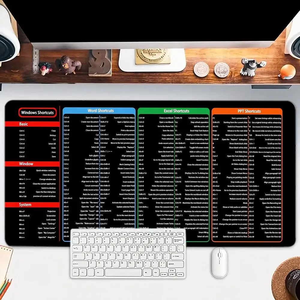 

Excel Window Office Shortcuts in English Mouse Pad Large mouse pad, desk pad, anti slip base, washable for office and home use