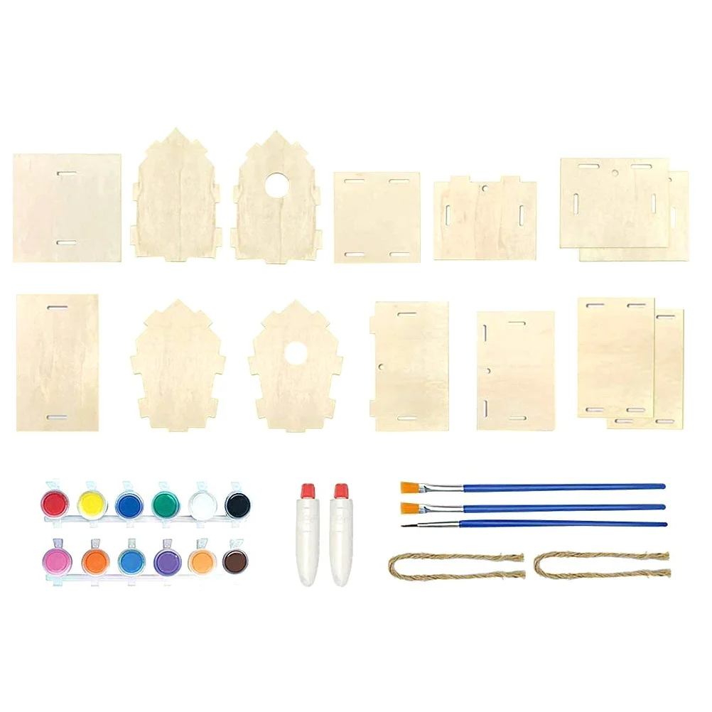 Kit de carillon éolien pour maison d'oiseau, 1 ensemble, peinture de construction, Kit d'art en bois, Expression créative, développement de la Coordination œil-main