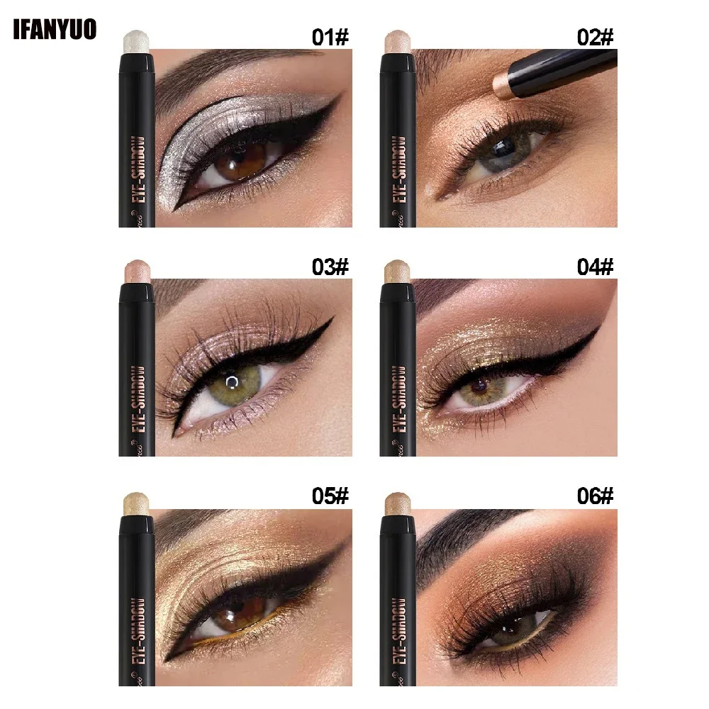 12 sztuk rozświetlacza zestaw kredek do cieni do powiek metaliczny brokat zielony fioletowy paleta cieni do powiek w sztyfcie Eyeliner Pen leżący jedwabnik makijaż