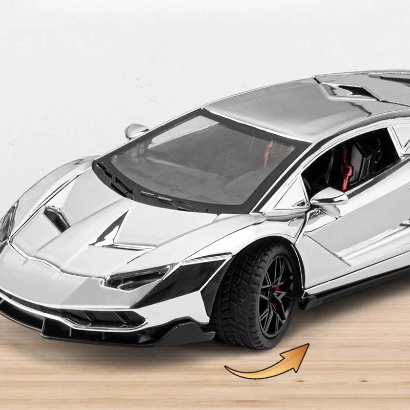 Coche deportivo de simulación Lamborghini LP770-4 1:24, modelo de coche de aleación de Metal fundido a presión, colección de juguetes para niños con sonido y luz, regalos