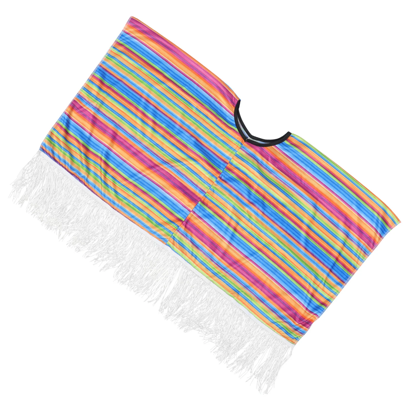 

Children's Rainbow Stripe Mexican Cloak Cartoon Creative Bathrobe for Kids Hot Spring Cloak Comfortable Bathrobe for Summer