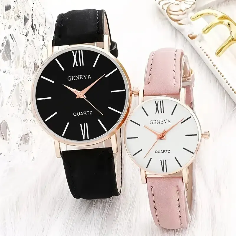 2pcs Minimalist Couple Quartz Watch Fancy Women Watches Jewelry Sophisticated And Stylish Women Wristwatches