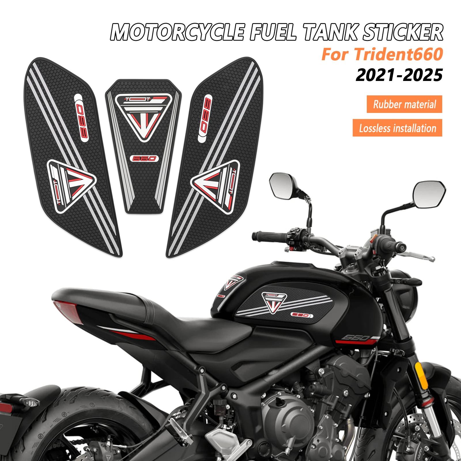 

New motorcycle fuel tank pad fuel tank traction pad side fuel tank sticker For Trident 660 2021 2022 2023 2024 2025