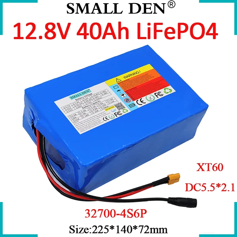 

New 12.8V 40Ah 32700 Lifepo4 Battery Pack Rechargeable 4S6P Built-in 40A BMS, For Electric bicycle Boats Solar 12V Power Supply