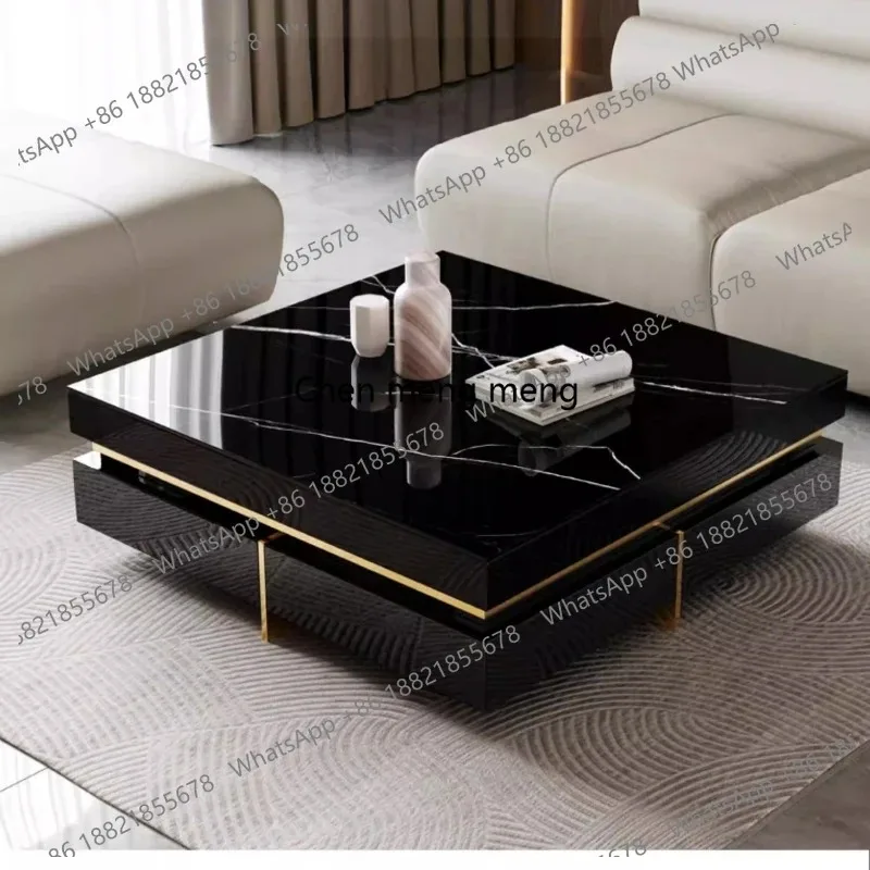 

RR Simple modern small apartment living room after rock slab suspended TV cabinet coffee table combination