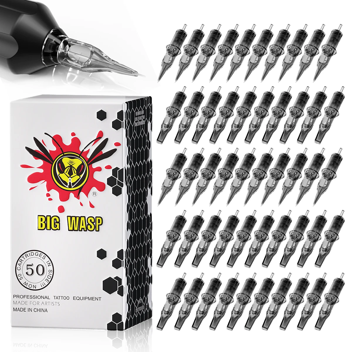 

BIGWASP Tattoo Cartridge Needles RL/RS/RM/M1 Professional Disposable Sterilized Safety Tattoo Needles for PMU Machine 50pcs/lot