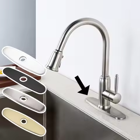 1PC Faucet Plate Hole Tap Cover Deck Plate Stainless Steel Bathroom Kitchen Sink For Most Single Hole Faucet