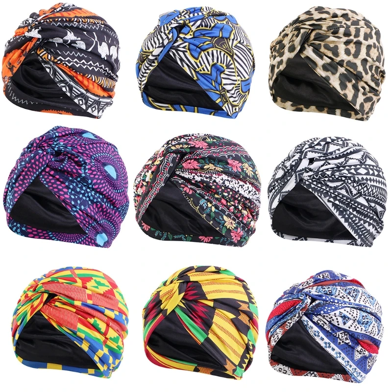 Print Hair for Head Hat Faux Silk Lining Wrap Chemotherapy Hat Night Sleep