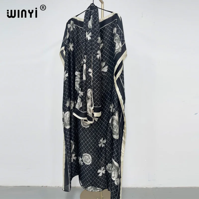 

WINYI new holiday party Dress New fashion dress for women Elegant oversized kaftan african print caftan for lady with belt abaya