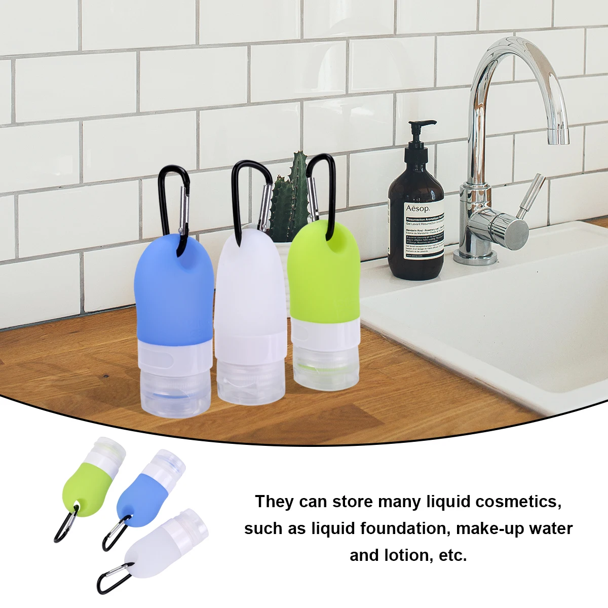 

6pcs Refill Bottles 38ML Silica Gel Travel Toiletry Containers Safe Skin Friendly Storage for Women Liquid Foundation