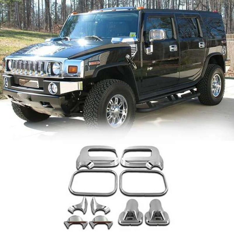 

10PCS Mirror Cover Door Trims Rearview Turn Siganl Cap For HUMMER H2 SUV SUT 06-09