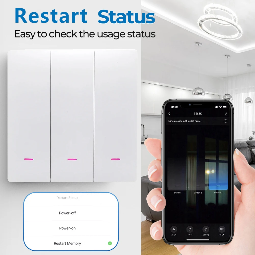 Tuya WiFi Smart Licht Schalter Push Button Keine Notwendigkeit Neutralleiter SmartLife Remote Timing Control Panel Funktioniert Mit Alexa Google Hause