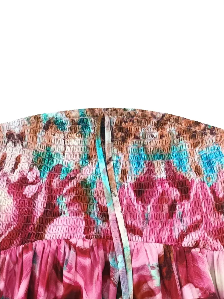 Summer Boho Printing Fashion Strapless Dress Women Beach Maxi Dress Floral Off Shoulder Sundress Strap High Waist Floral Dress