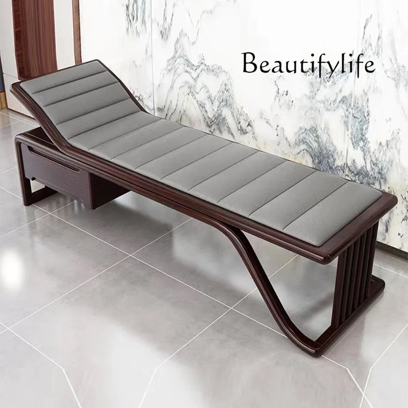 

New Chinese solid wood chaise longue modern simple chaise longue sofa North American walnut chaise longue