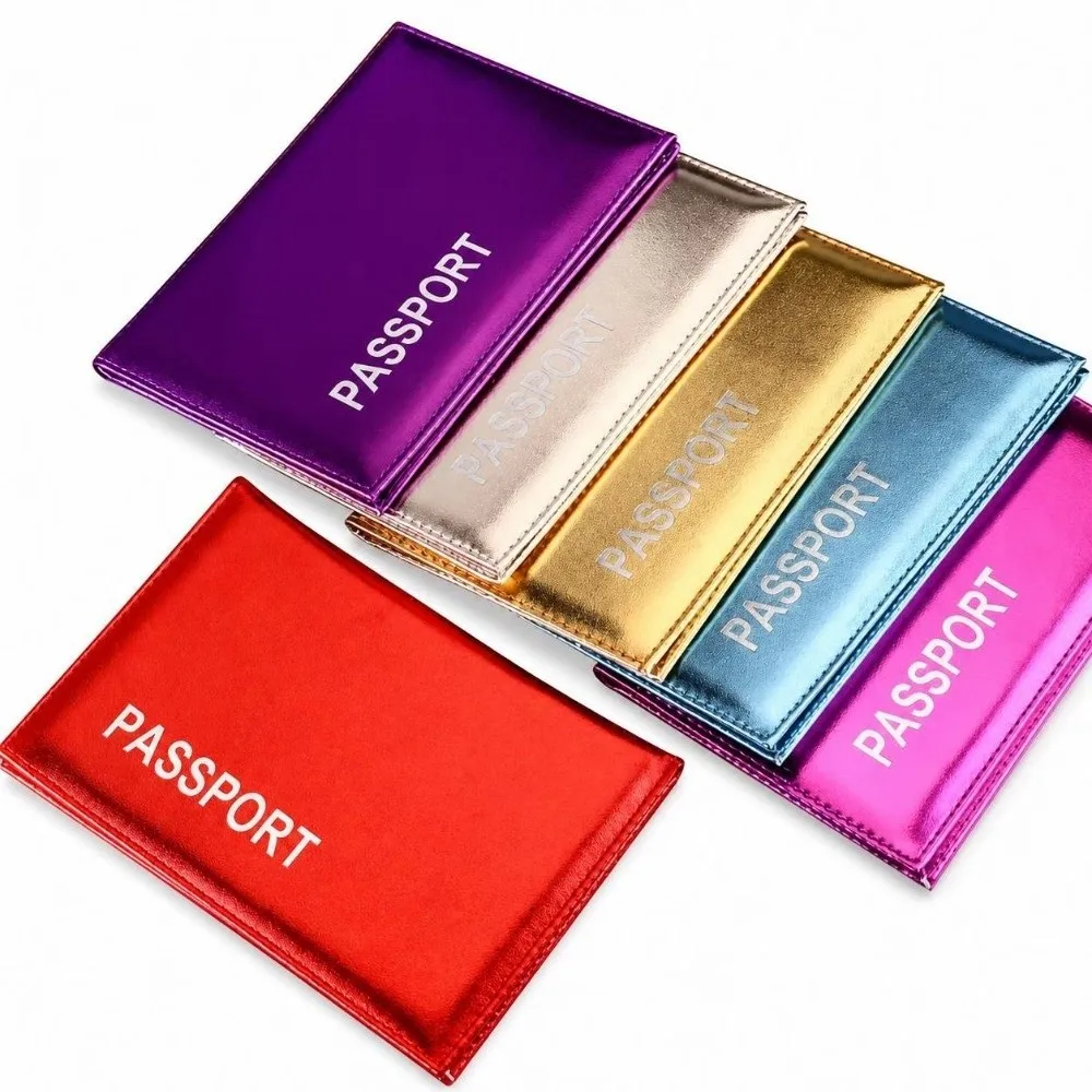PU Leather Passport Holder Waterproof Multi-function Credit Card Case Glossy Paillette Business Passport Book for Women Men