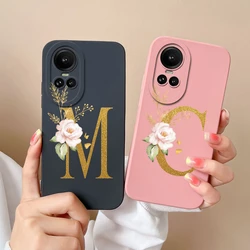 For Oppo Reno10 10 Pro 5G Phone Case Liquid Silicone Cute Flower Letter Back Cover Bumper For Reno10 Reno 10Pro Funda Capa Coque