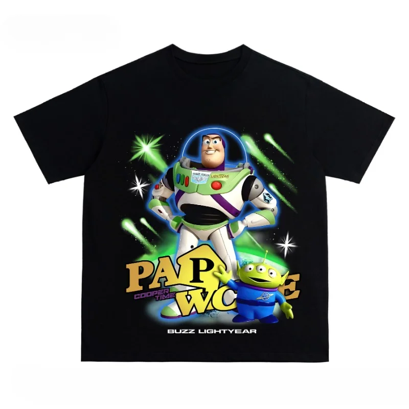 

PAWCEE American Street Buzz Lightyear футболка с коротким рукавом с принтом Мужская и Женская свободная и универсальная модная детская футболка