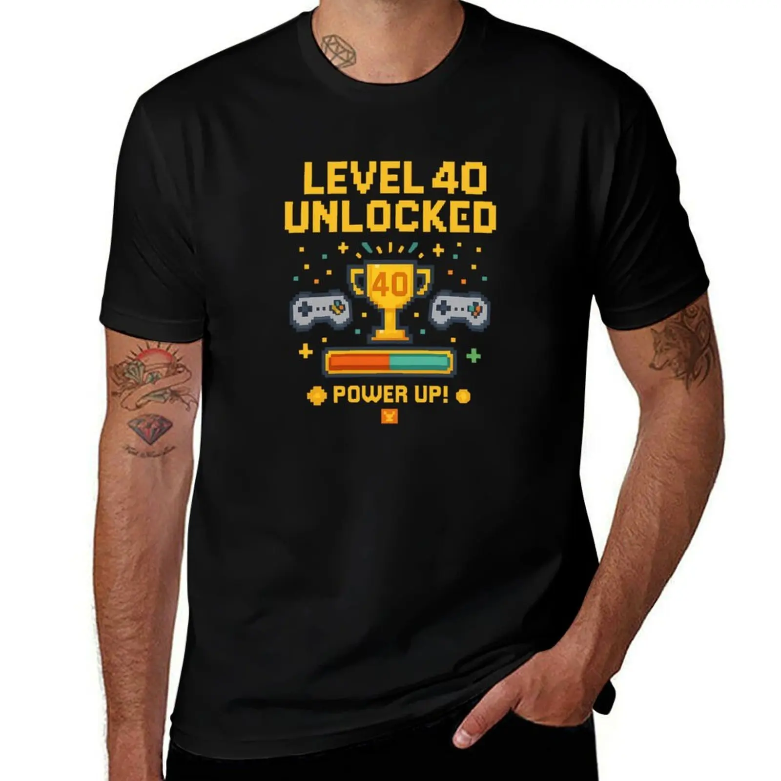 

Level 40 Unlocked – Pixel Art Trophy Gamer T-Shirt valentines boutique clothes funny gifts anime heavyweight t shirts for men