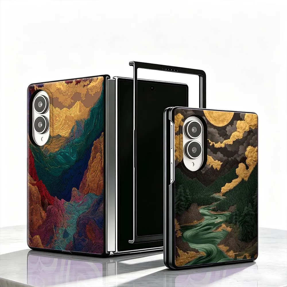 Moon Mountain Texture Phone Case For Samsung Galaxy Z Fold 8 PC Hard Mobile Folding Black Gifts Shell Cover