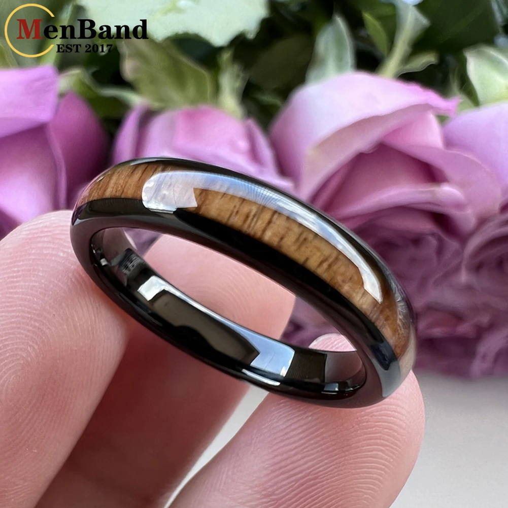 MenBand Fashion 4MM Womens Tungsten Carbide Wedding Band Rings With Vietnam Acid Wood Inlay Superior Gift Jewelry Comfort Fit