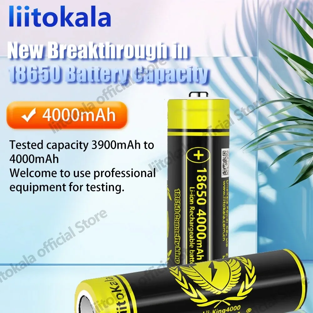 

LiitoKala 1-20pcs Lii-King4000 Highest Capacity 18650 4000mAh battery Original 3.6V Reachargeable batteries for flashligh