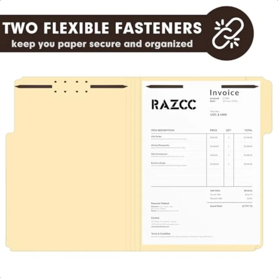 Confezione da 60 cartelle di file Manila con 1 linguetta rinforzata a 3 tagli e 2 elementi di fissaggio per organizzare file medici e documenti da ufficio