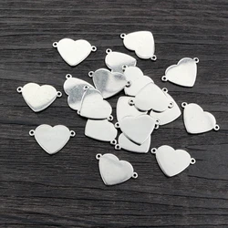 20pcs 18x12mm No Fade 316 Stainless Steel Double Loops Heart Charms Pendant DIY Jewelry Findings Connector for Necklace Bracelet