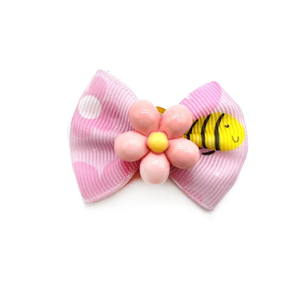 10pcs Pet Dog Hair Bows Rubber Bands Bee Flowers Bows for Small Dogs Pets Dogs Grooming Bows for Dog Hair Accessories