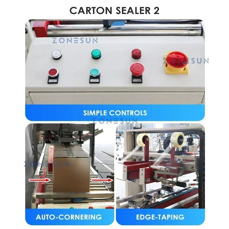 ZONESUN ZS-CSPM1 Automatic Carton Erector Sealing Machine Line H-Type Corner Taping Packing Corrugated Box Case Production Line